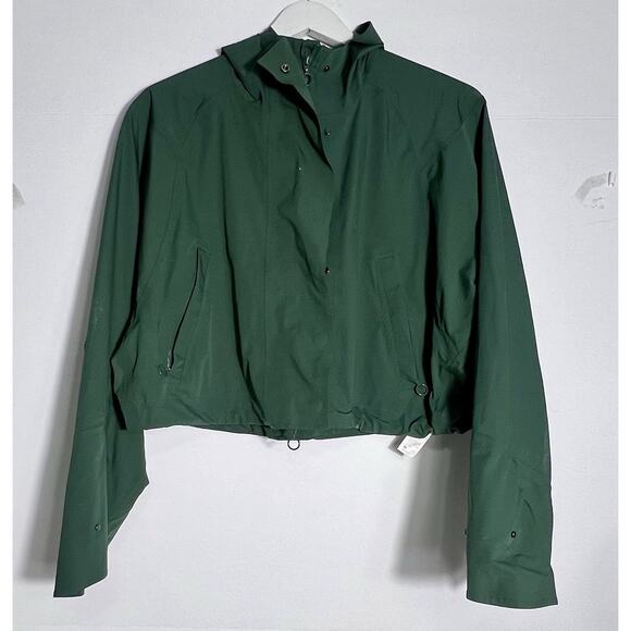 Fabletics Erica Cropped Hooded Jacket Women Medium Sycamore Green Full Zip - Picture 1 of 6